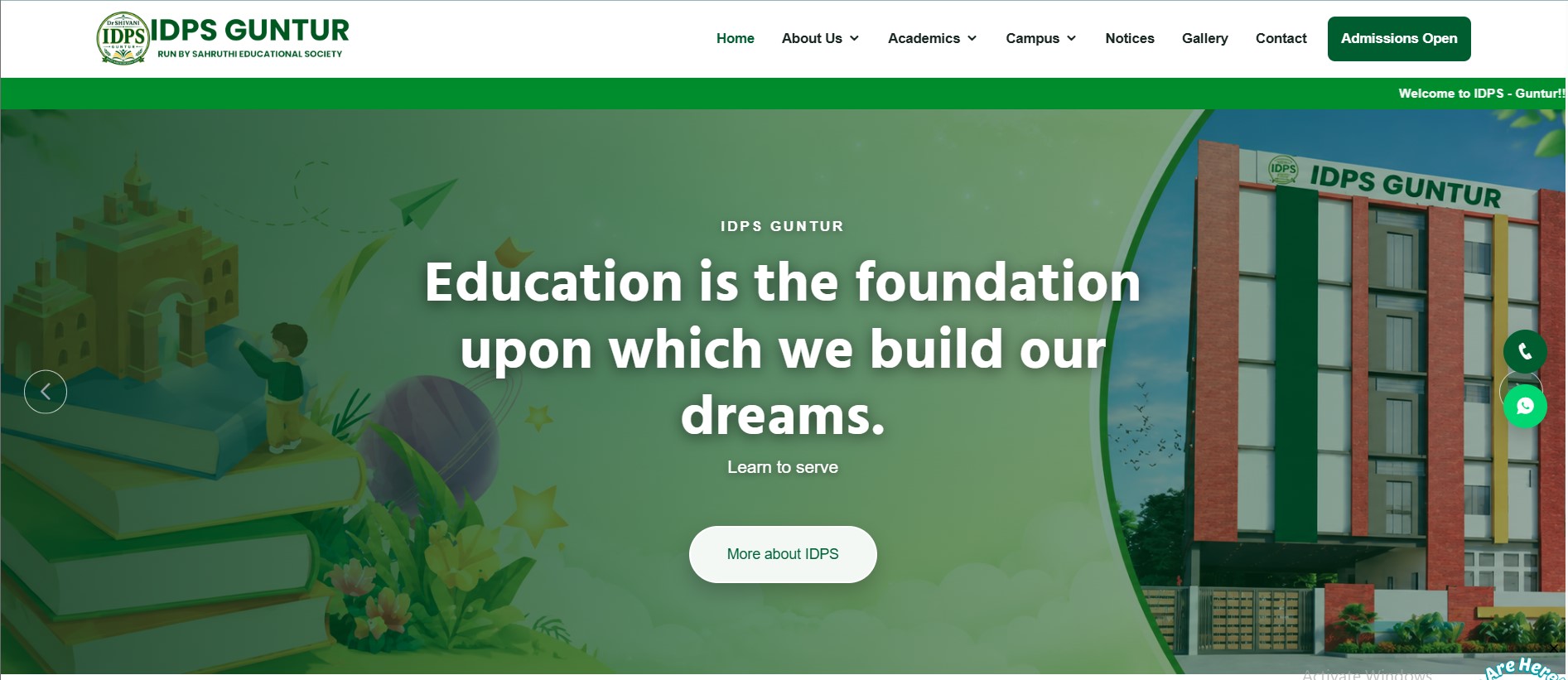 IDPS School website homepage screenshot