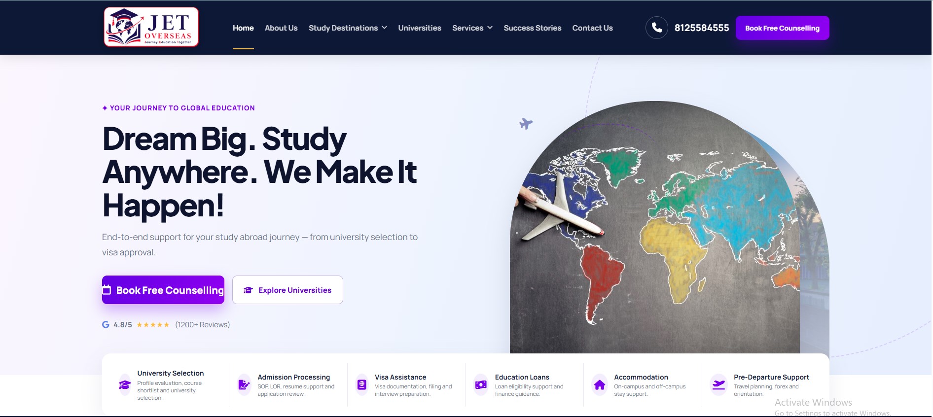 JET Overseas Consultancy website homepage screenshot