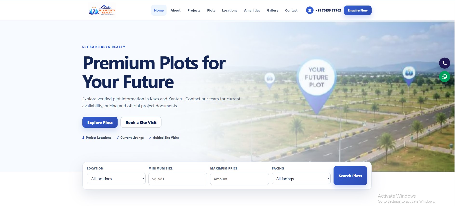Krikarthi Keyarealty website homepage screenshot