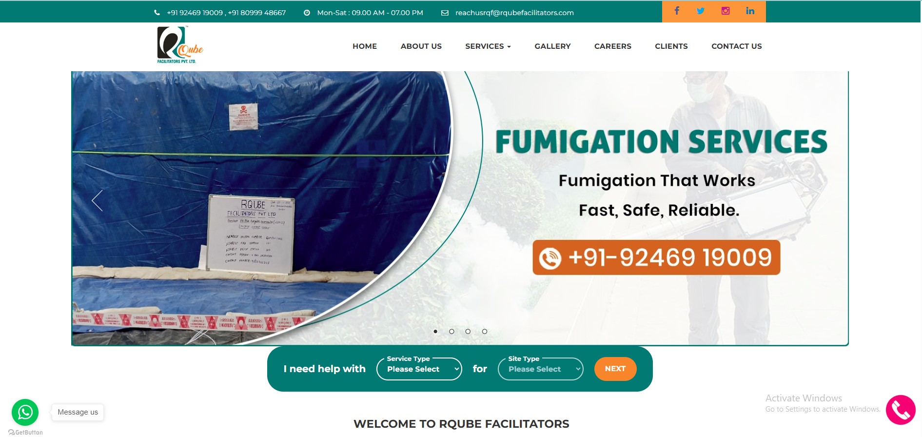 R Qube Facilitators website homepage screenshot