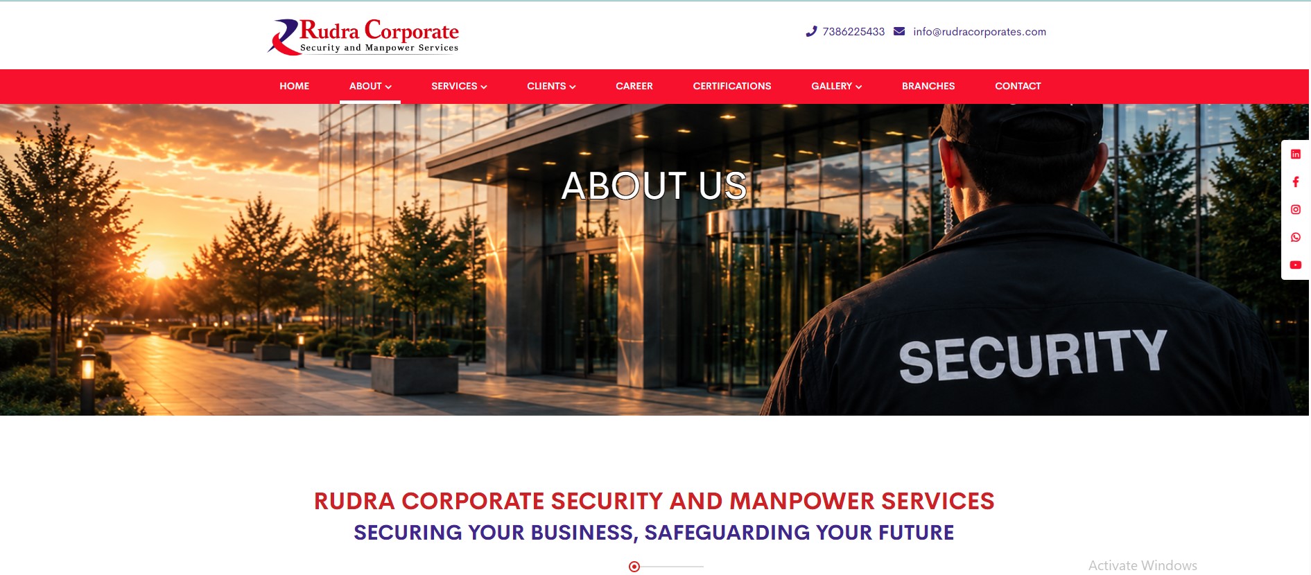 Rudra Corporates website homepage screenshot