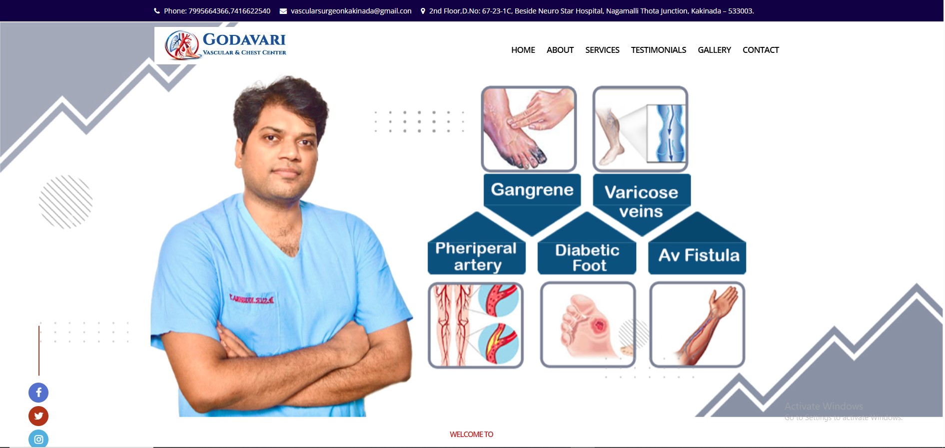 Godavari Vascular website homepage screenshot