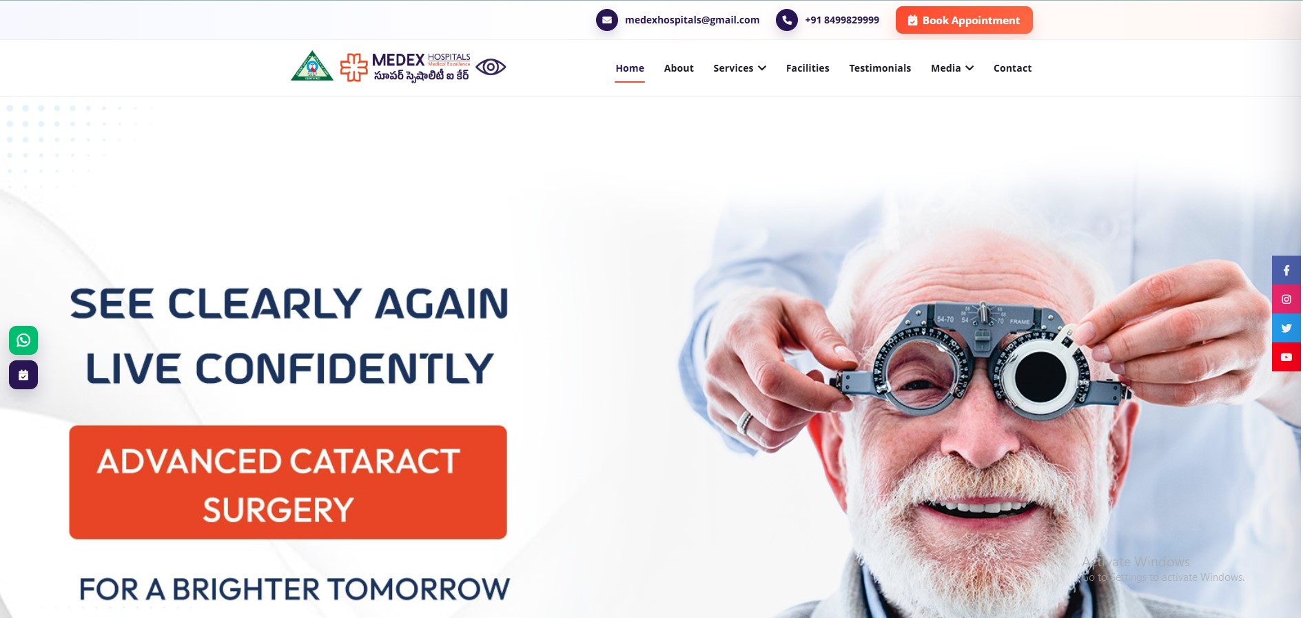 Medex Hospitals website homepage screenshot